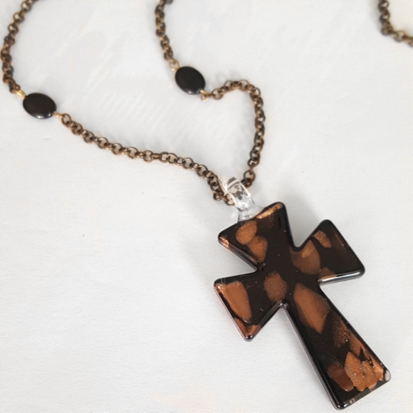 Glass Cross Necklace - Picture 1 of 2